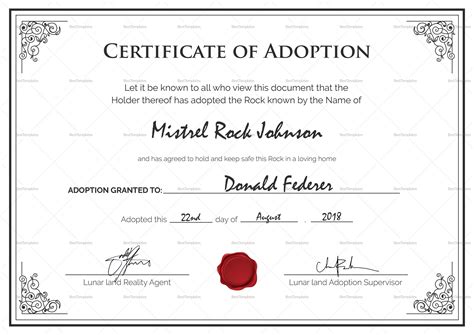 Printable Adoption Certificate